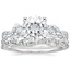 18KW Moissanite Three Stone Luxe Willow Diamond Ring with Luxe Winding Willow Diamond Ring, smalltop view