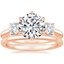 14K Rose Gold Three Stone Catalina Diamond Ring (1/2 ct. tw.) with Petite Comfort Fit Wedding Ring