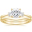 18KY Moissanite Selene Diamond Ring (1/10 ct. tw.) with Petite Curved Wedding Ring, smalltop view