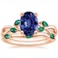 14KR Sapphire Willow Bridal Set With Lab Emerald Accents, smalltop view