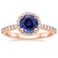 Rose Gold Sapphire Halo Diamond Ring with Side Stones (1/3 ct. tw.)