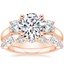14K Rose Gold Three Stone Trellis Diamond Ring (1/2 ct. tw.) with Monaco Diamond Ring (3/4 ct. tw.)