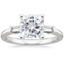 18KW Moissanite Tapered Baguette Three Stone Diamond Ring, smalltop view