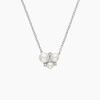 Blossom Cultured Pearl and Diamond Cluster Pendant - Brilliant Earth