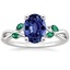 18KW Sapphire Willow Ring With Lab Emerald Accents, smalltop view