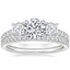18K White Gold Constance Three Stone Diamond Ring (3/4 ct. tw.) with Ballad Diamond Ring (1/6 ct. tw.)