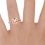 14K Rose Gold Morganite Fortuna Ring, smallzoomed in top view on a hand