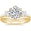 18K Yellow Gold Three Stone Catalina Diamond Ring (1/2 ct. tw.) with Petite Curved Wedding Ring