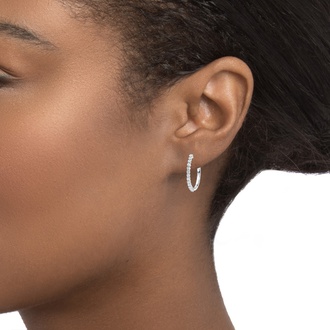 Shared Prong Diamond Hoop Earrings (1/2 ct. tw.) in 18K White Gold