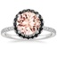 18KW Morganite Waverly Halo Diamond Ring with Black Diamond Accents, smalltop view