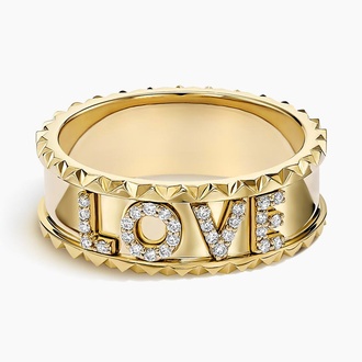 Sol Personalized Name Pavé Diamond Ring