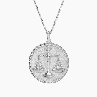 Diamond Accented Libra Zodiac Necklace