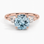 Rose Gold Aquamarine Perfect Fit Three Stone Diamond Ring