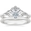18K White Gold Celtic Crown Diamond Ring with Petite Comfort Fit Wedding Ring