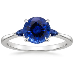Sapphire Aria Ring with Sapphire Accents in 18K White Gold