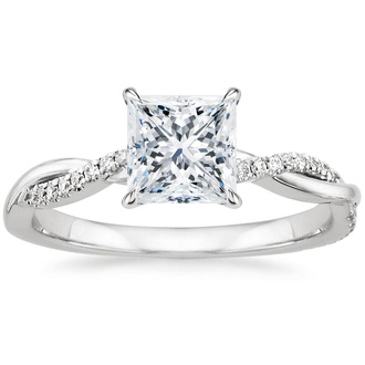 Princess Cut Simple Two Stone Diamond Engagement Ring In 14k White Gold Fascinating Diamonds