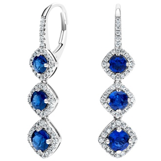 Sapphire and Diamond Vintage Inspired Earrings