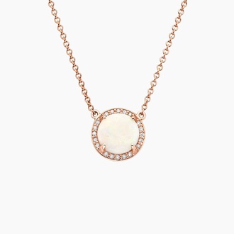 Opal Halo Diamond Necklace