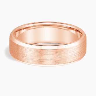 Beveled Edge Matte 6.5mm Wedding Ring in 14K Rose Gold