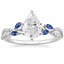18KW Moissanite Luxe Willow Sapphire and Diamond Ring (1/8 ct. tw.), smalltop view