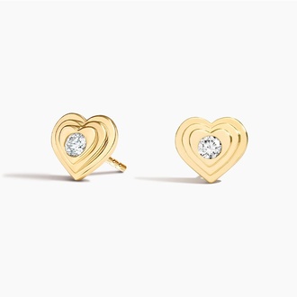 Sweetheart Lab Diamond Stud Earrings (1/6 ct. tw.) in 14K Yellow Gold