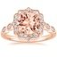 14K Rose Gold Morganite Cadenza Halo Diamond Ring, smalltop view