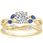 18K Yellow Gold Willow Ring With Sapphire Accents with Winding Willow Diamond Ring (1/8 ct. tw.)