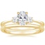 18K Yellow Gold Selene Diamond Ring (1/10 ct. tw.) with Petite Comfort Fit Wedding Ring