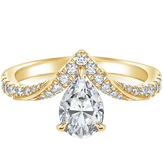Floating Contour Diamond Engagement Ring
