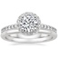 18K White Gold Halo Diamond Ring with Side Stones (1/3 ct. tw.) with Petite Comfort Fit Wedding Ring
