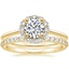 18K Yellow Gold Calla Diamond Ring (1/3 ct. tw.) with Petite Shared Prong Diamond Ring (1/4 ct. tw.)