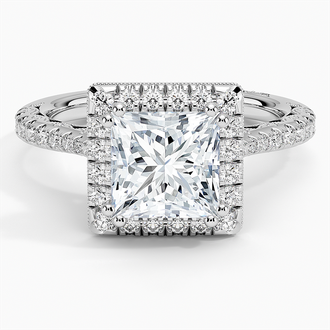 Halo Ring With Diamond Accented Gallery and Band