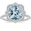 18KW Aquamarine Reina Diamond Ring, smalltop view