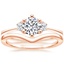 14K Rose Gold Tallula Three Stone Diamond Ring with Chevron Ring