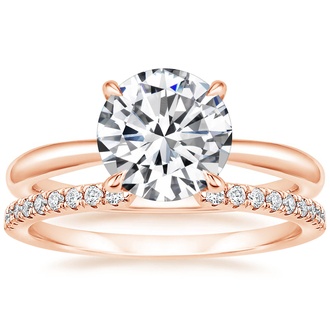 14K Rose Gold Freesia Ring with Sia Diamond Open Ring