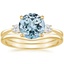 18KY Aquamarine Selene Diamond Ring (1/10 ct. tw.) with Petite Curved Wedding Ring, smalltop view