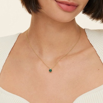 Floating Solitaire Lab Emerald Pendant