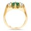 Vintage Inspired Emerald and Diamond Three Stone Ring, smallside view