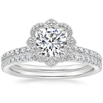 18K White Gold Reina Diamond Ring with Luxe Ballad Diamond Ring (1/4 ct. tw.)