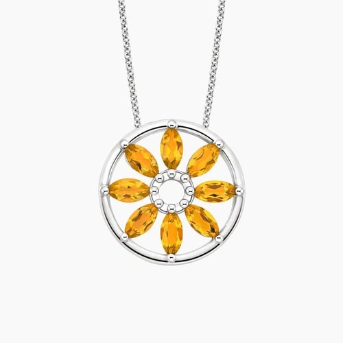 Petals and Pavé Small Pendant Necklace