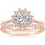 14K Rose Gold Sunburst Diamond Ring (1/4 ct. tw.) with Petite Shared Prong Diamond Ring (1/4 ct. tw.)