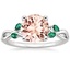 18KW Morganite Willow Ring With Lab Emerald Accents, smalltop view