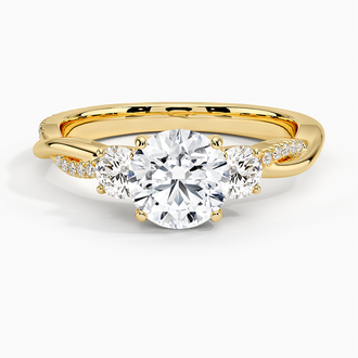18K Yellow Gold Petite Twisted Vine Three Stone Diamond Ring (2/5 ct. tw.)