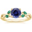 18KY Sapphire Willow Ring With Lab Emerald Accents, smalltop view