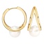 14K Yellow Gold Cultured Pearl Double Hoop Earrings, smalladditional view 1