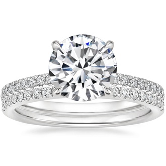 18K White Gold Petite Demi Diamond Ring with Ballad Diamond Ring