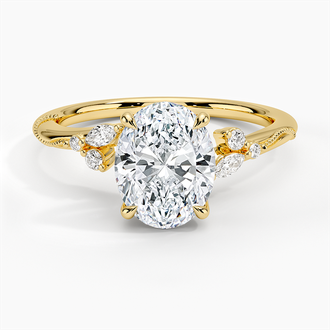 Floral Milgrain Diamond Ring