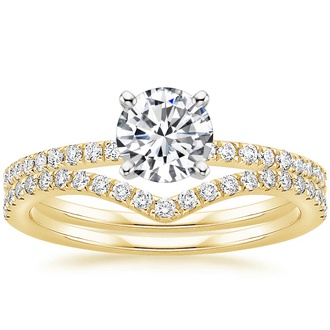 18K Yellow Gold Ballad Diamond Ring (1/8 ct. tw.) with Flair Diamond Ring (1/6 ct. tw.)