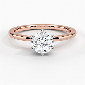 14K Rose Gold Six-Prong Petite Comfort Fit Solitaire Ring