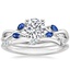 18K White Gold Willow Ring With Sapphire Accents with Willow Diamond Ring (1/10 ct. tw.)